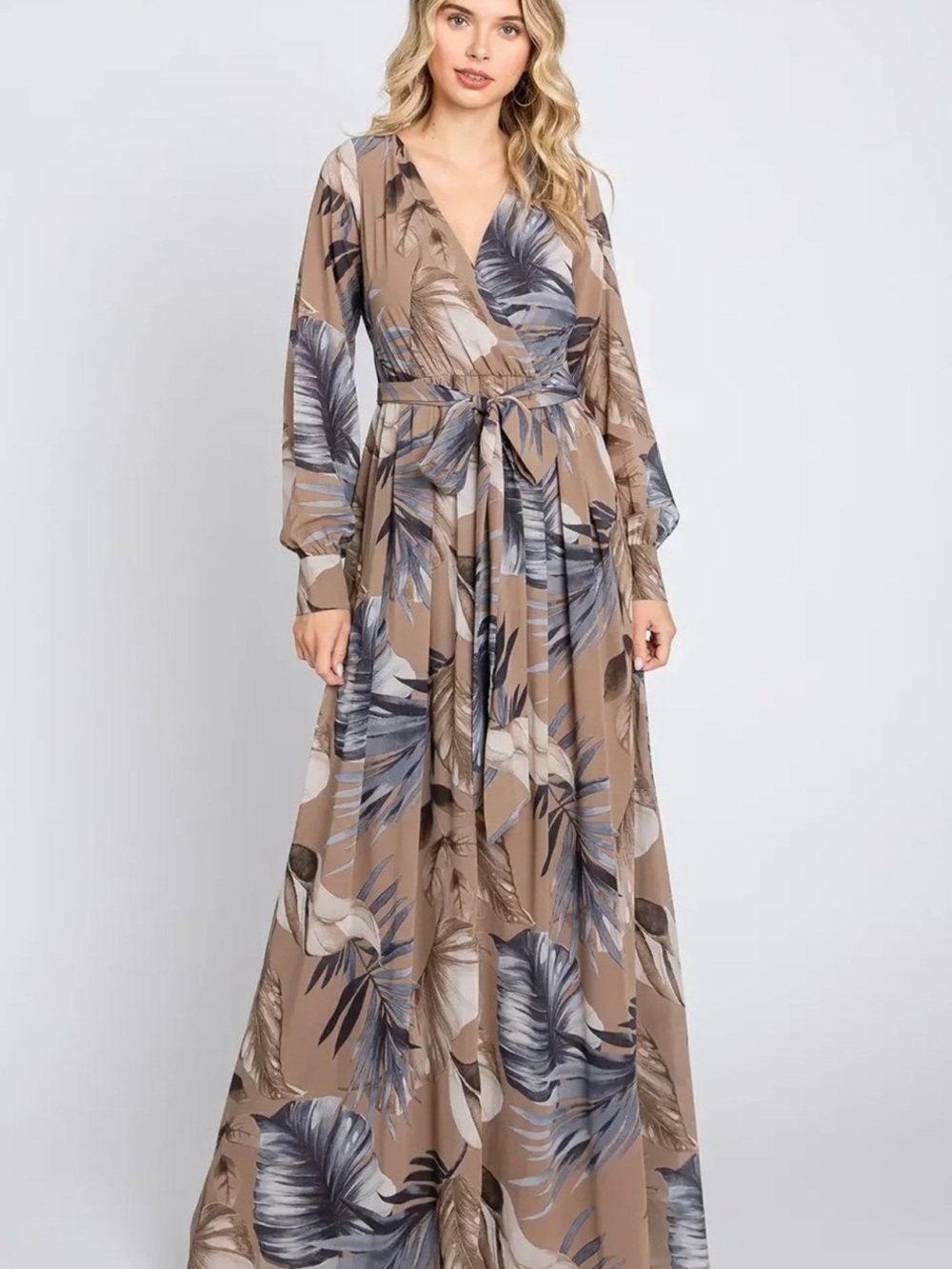 ONE THE LAND
Tropical Palm Chiffon Resort Maxi Dress nwots sz L